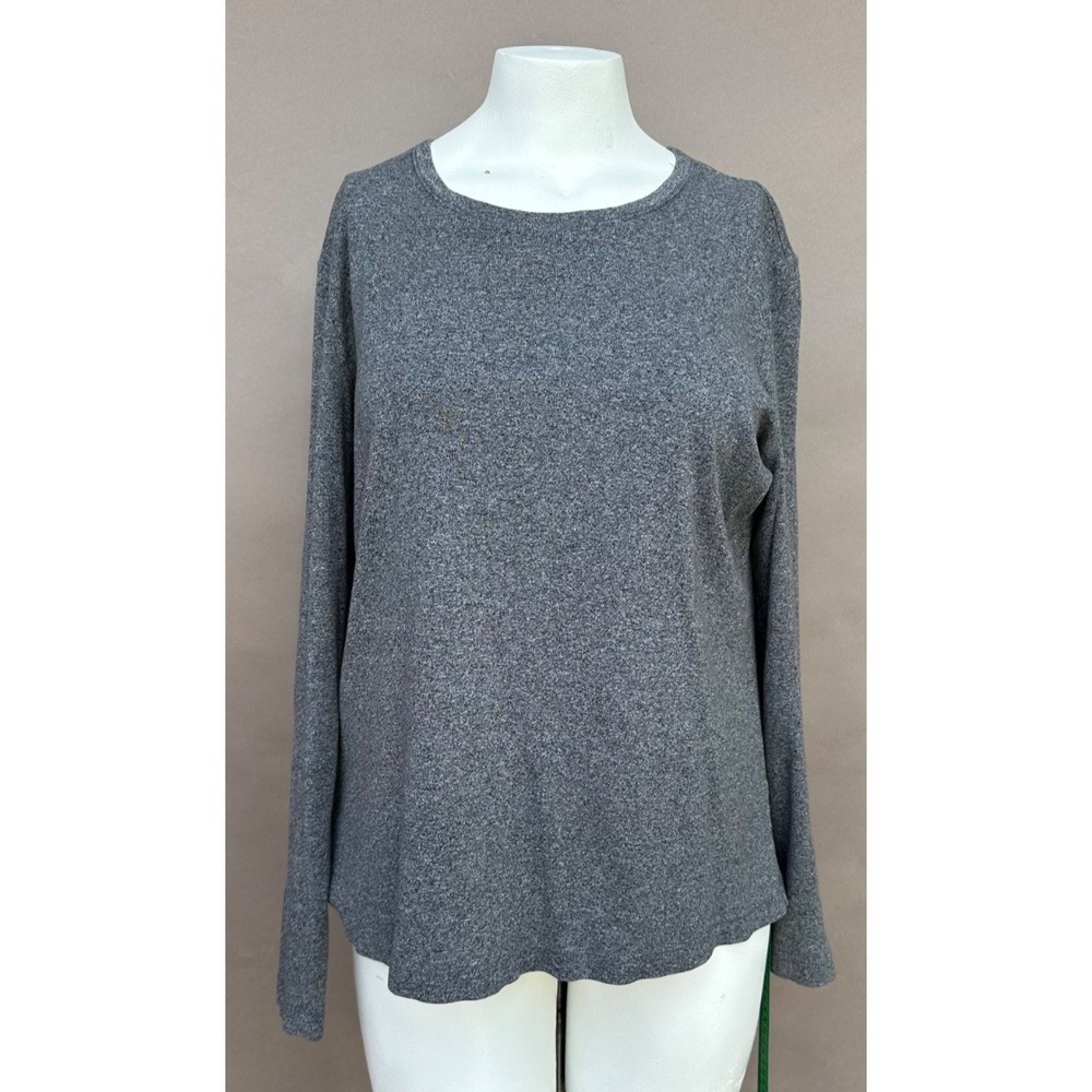 Eddie Bauer Women's XXL Pullover Round Neck Long Sleeve Gray Tee 100% Cotton Top